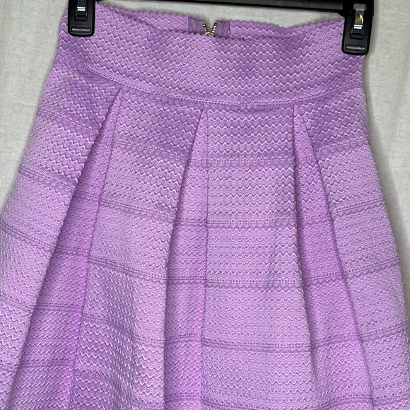 Honey Punch Purple A Line Textured Mini Skirt with Pleats Size Small Back Zipper - Picture 2 of 7
